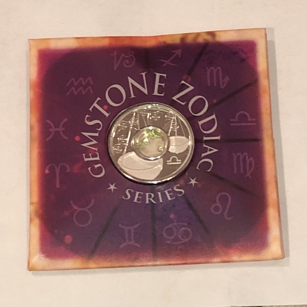 Libra Gemstone Zodiac Series .999 pure silver coin Pendant, Perth mint Australia
